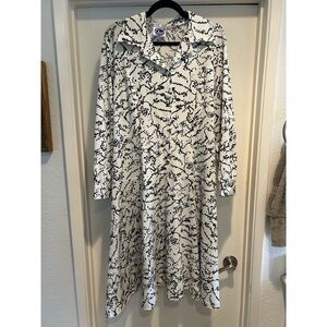 Vintage Long Sleeve Printed Dress